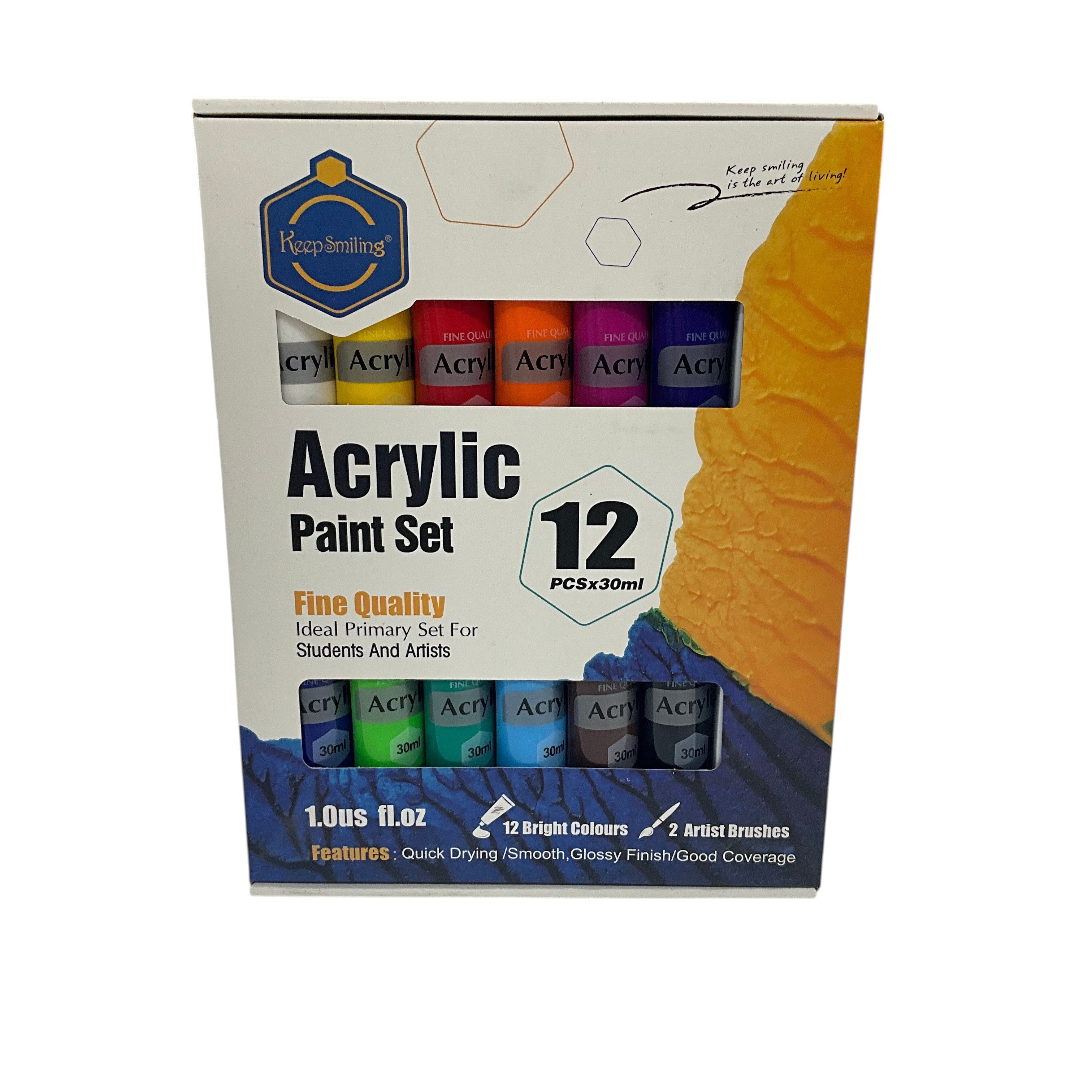Keep Smiling Acrylic Paint Set 12 x 30ml