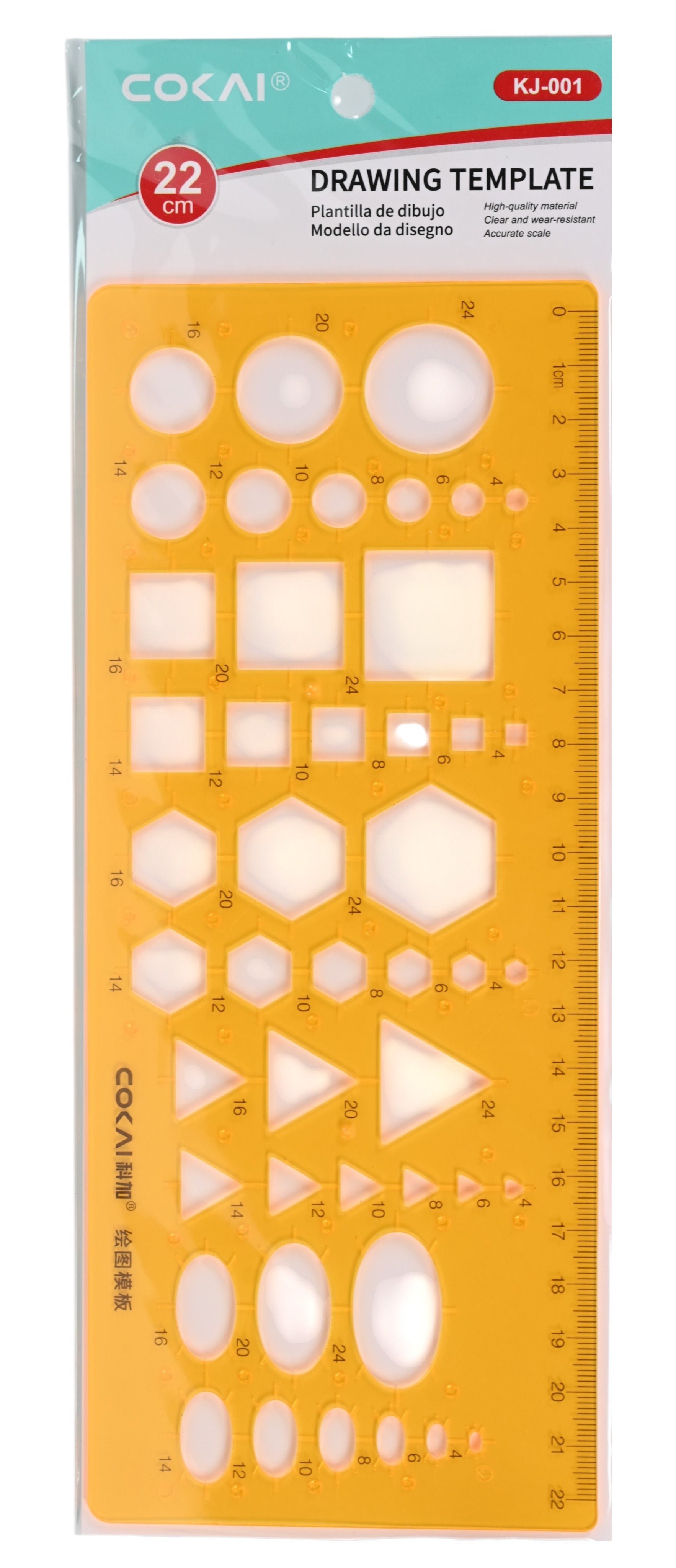22cm Geometric Drawing Template Ruler