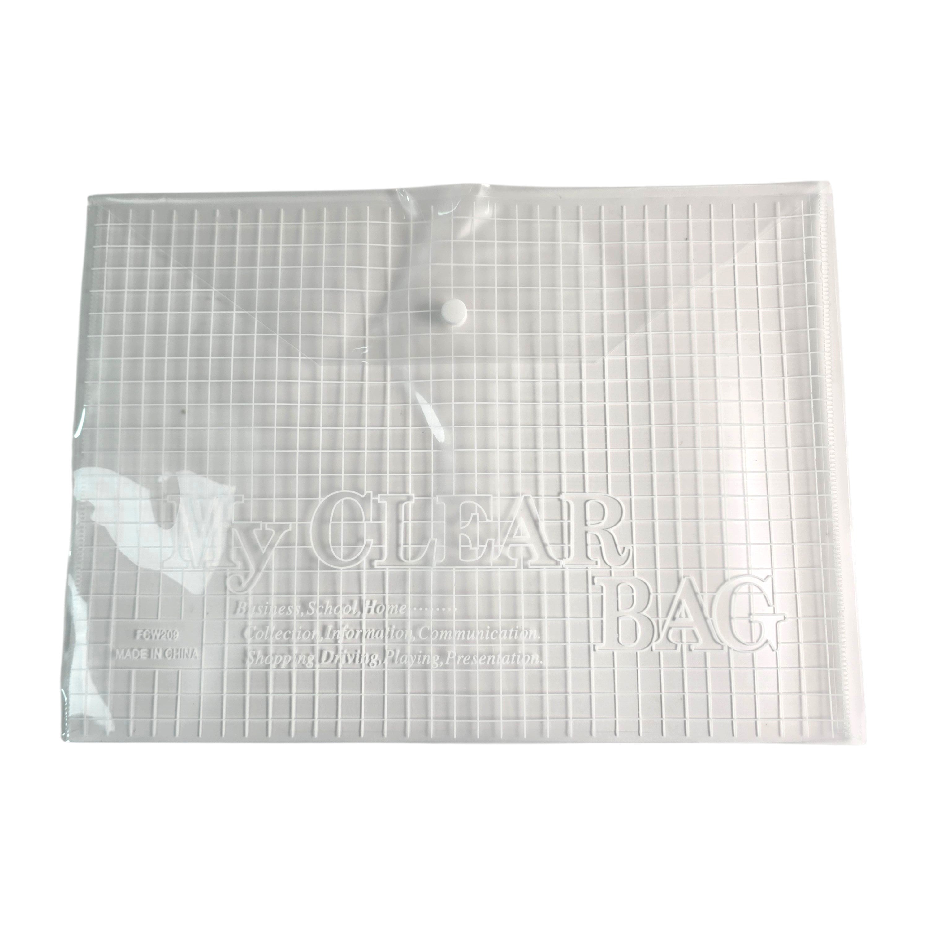 A4 Transparent Grid Snap Button Envelope