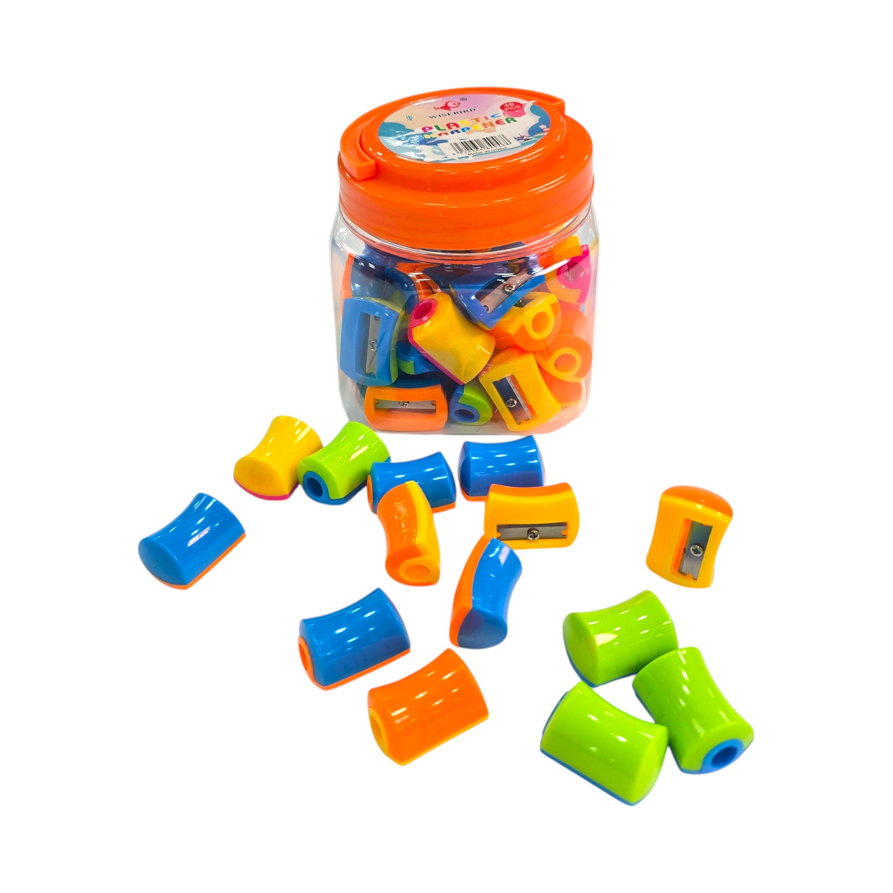 Color Plastic Pencil Sharpener 48PCS Jar