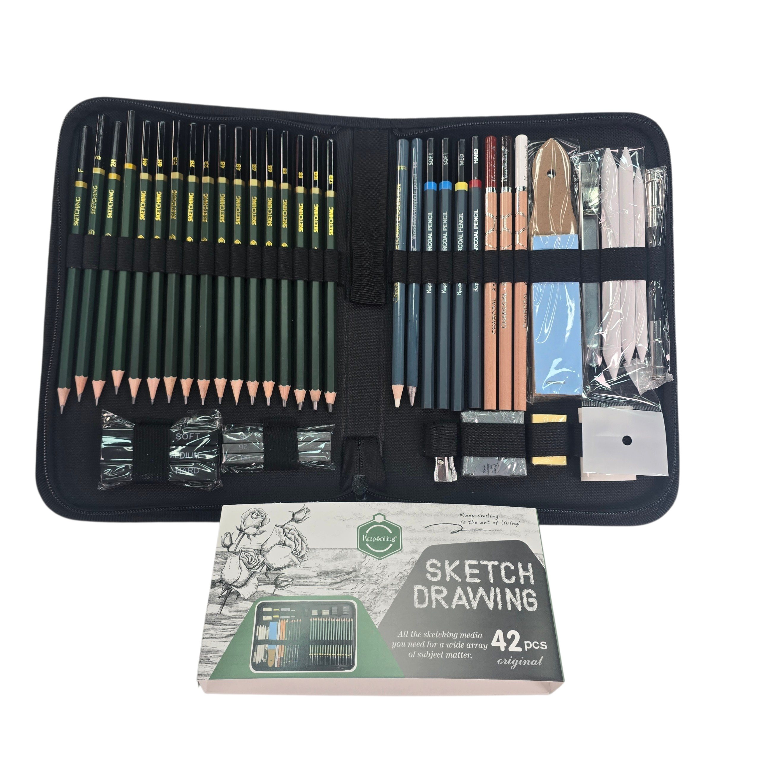 Keep Smiling 42-Piece Sketch Drawing Set