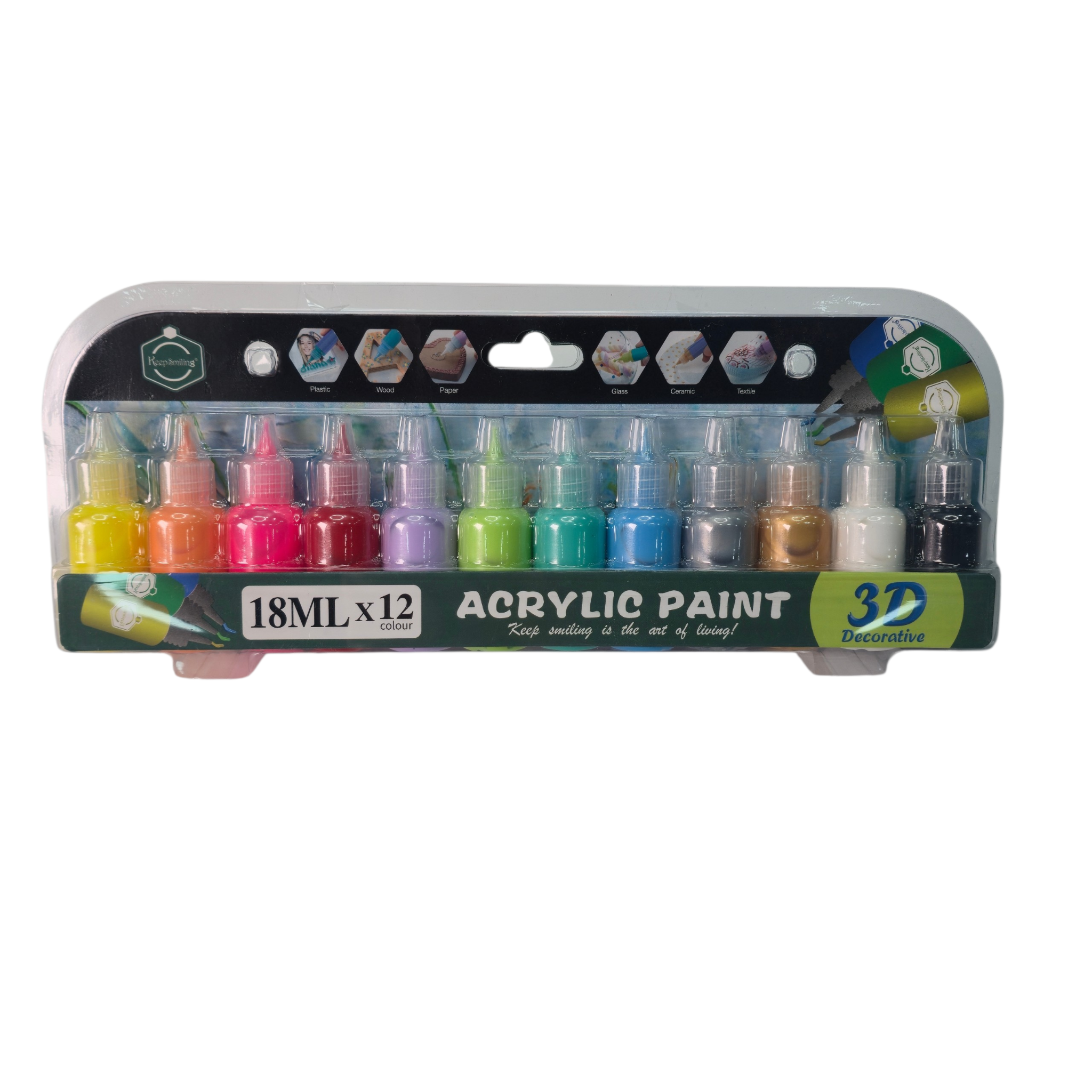3D Acrylic Paint Set – 12 Colors (18ml)